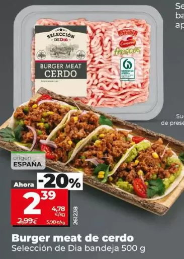 Oferta de Seleccion De Dia - Burger Meat De Cerdo por 2,39€ en Dia