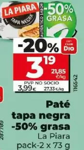 Oferta de La Piara - Pate Tapa Negra -50% Grasa por 3,19€ en Dia