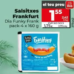 Oferta de Dia Funky Frank - Salchichas Frankfurt por 1,55€ en Dia