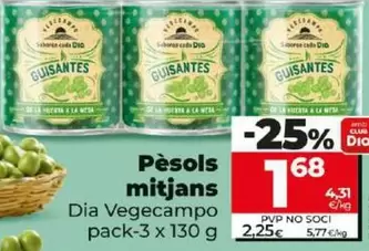 Oferta de Dia Vegecampo - Guisantes Medianos por 1,68€ en Dia