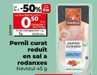 Oferta de Navidul - Jamon Curado Reducido En Sal En Lonchas por 1€ en Dia