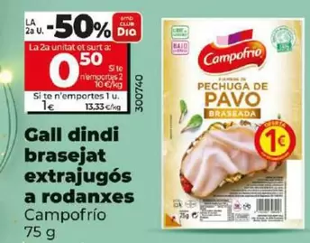 Oferta de Campofrío - Pavo Braseado Extrajugoso En Lonchas por 1€ en Dia