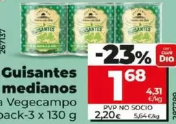 Oferta de Dia Vegecampo - Guisantes Medianos por 1,68€ en Dia