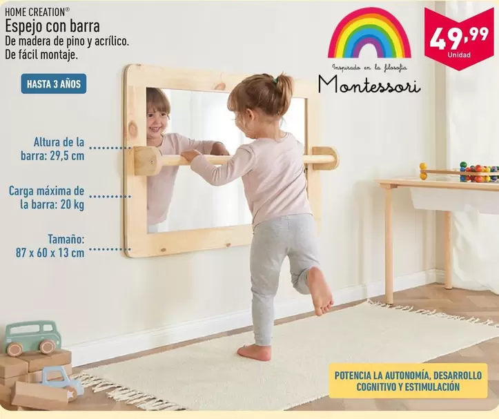 Oferta de Home Creation - Espejo Con Barra  por 49,99€ en ALDI