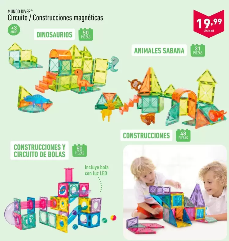 Oferta de Mundo Diver - Circuito / Construcciones Magnéticas por 19,99€ en ALDI