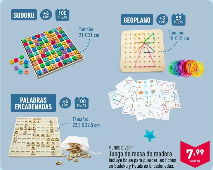 Oferta de Mundo Diver - Juego De Mesa De Madera por 7,99€ en ALDI