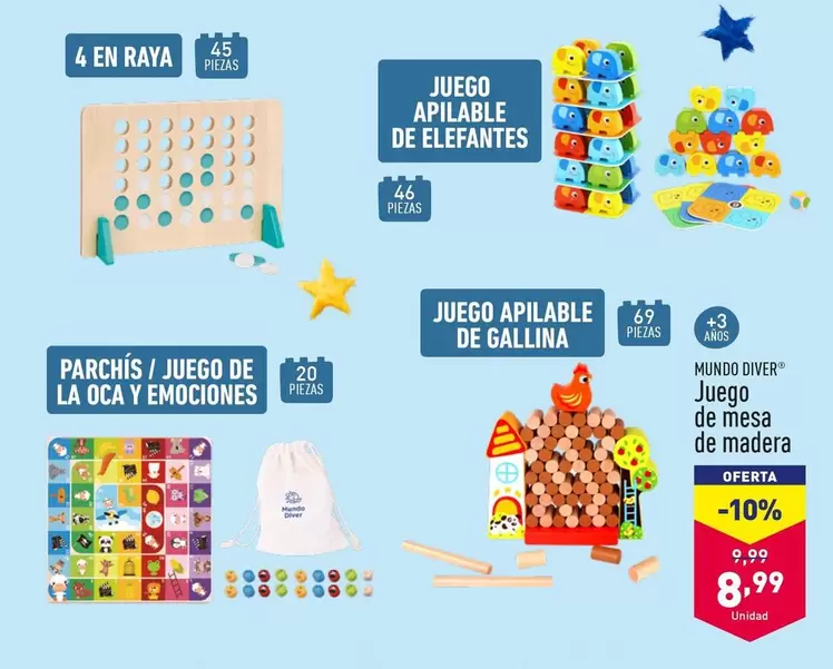 Oferta de Mundo Diver - Juego De Mesa De Madera por 8,99€ en ALDI