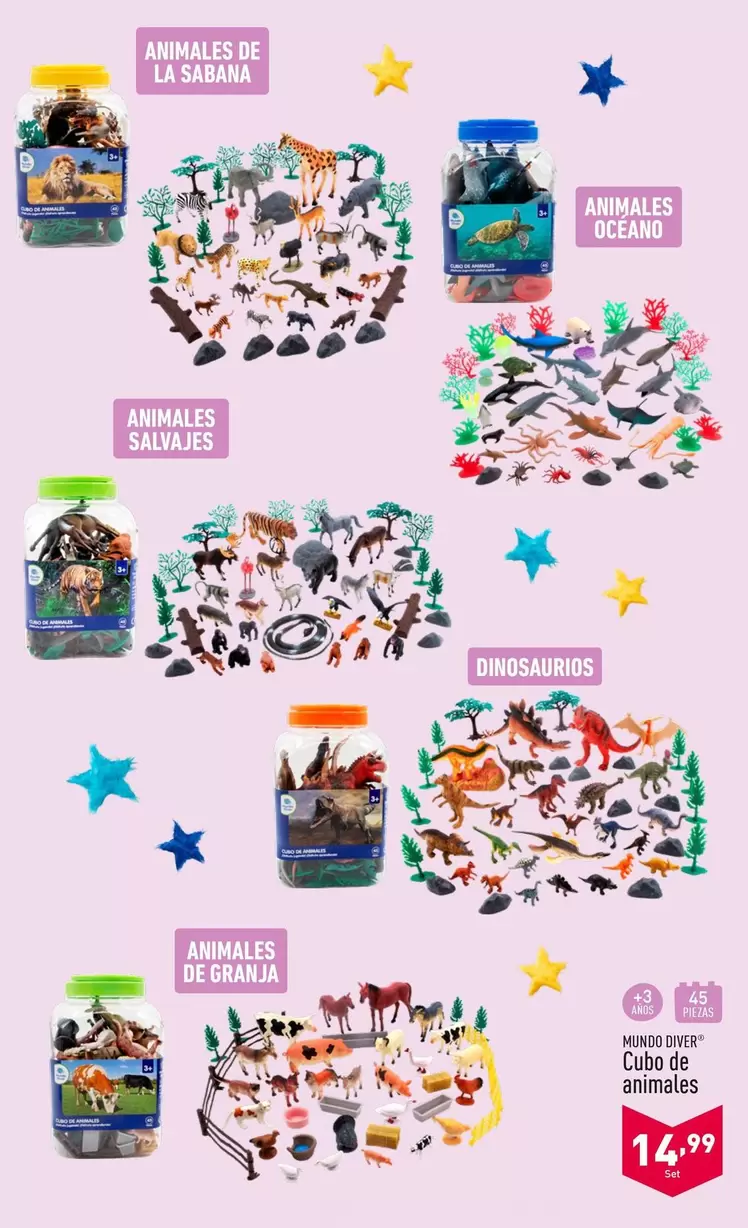 Oferta de Mundo Diver - Cubo De Animales por 14,99€ en ALDI