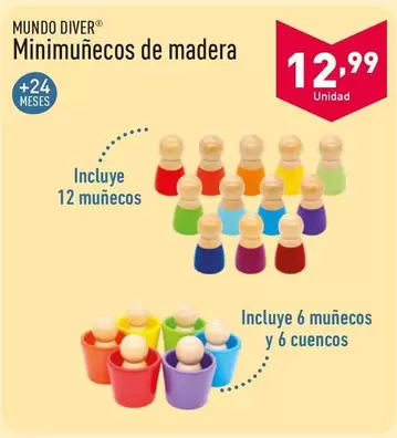 Oferta de Mundo Diver - Minimuñecos De Madera por 12,99€ en ALDI