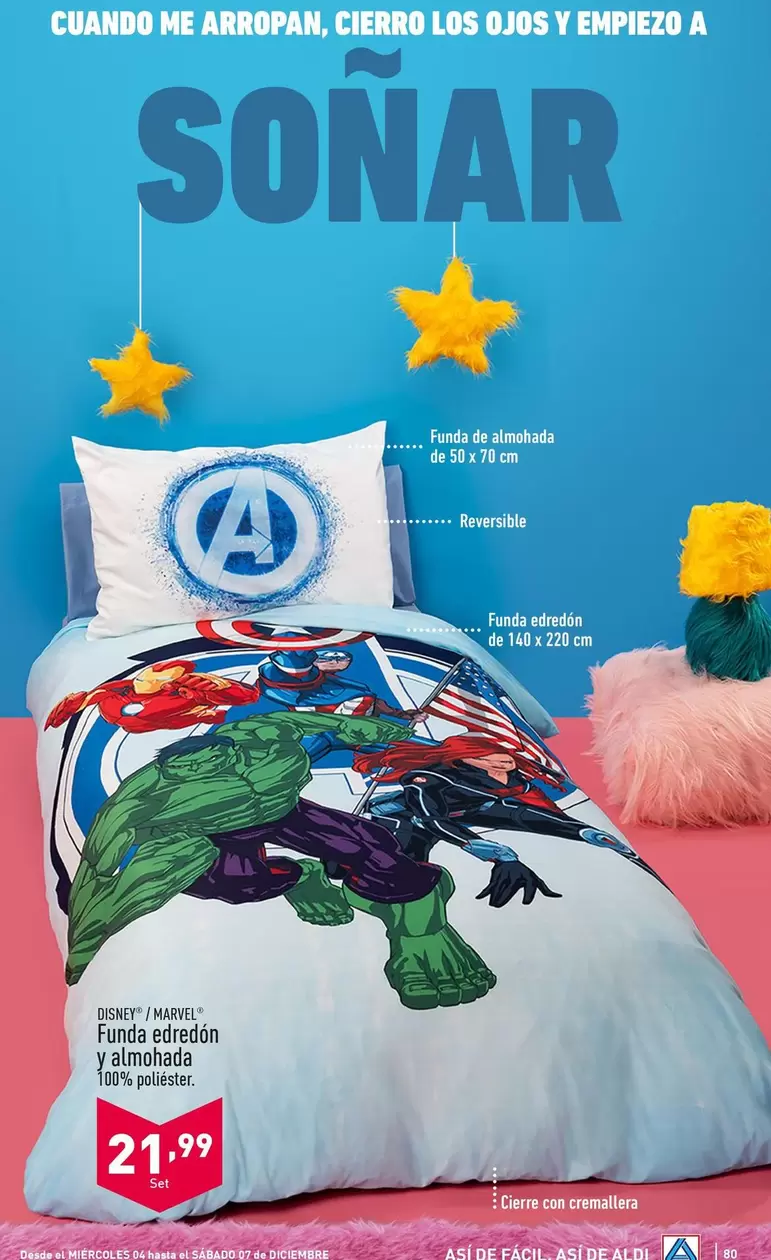 Oferta de Disney/Marvel - Funda Edredón Y Almohada por 21,99€ en ALDI