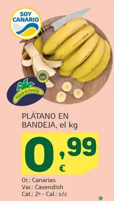 Oferta de Platano En Bandeja por 0,99€ en HiperDino