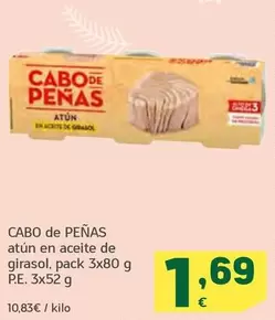 Oferta de Cabo de Peñas - Atun En Aceite De Girasol por 1,69€ en HiperDino