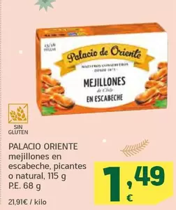 Oferta de Palacio de Oriente - Mejillones En Escabeche por 1,49€ en HiperDino