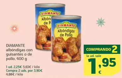 Oferta de Diamante - Albondigas Con Guisantes O De Pollo por 2,25€ en HiperDino