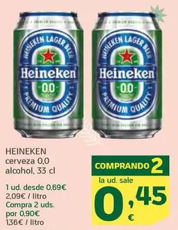 Oferta de Heineken - Cerveza 0,0 Alcohol por 0,69€ en HiperDino