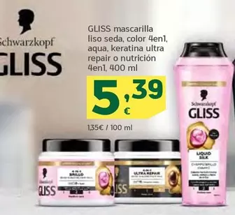 Oferta de Schwarzkopf - Mascarilla Liso Seda, Color 4en 1, Aqua, Keratina Ultra Repair O Nutricion 4en 1 por 5,39€ en HiperDino