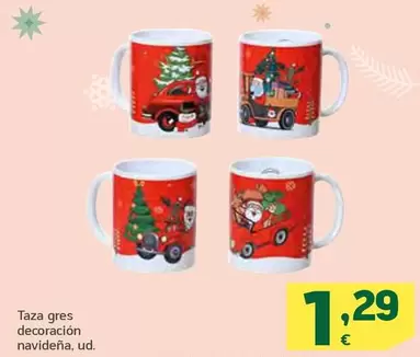 Oferta de Taza Gres Decoracion Navideña por 1,29€ en HiperDino