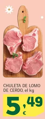 Oferta de Chuleta De Lomo De Cerdo por 5,49€ en HiperDino