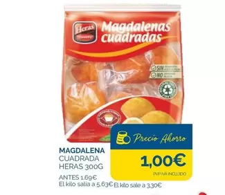 Oferta de Heras - Magdalena Cuadrada por 1€ en Supermercados La Despensa