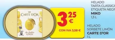 Oferta de Carte d'Or - Helado Tarta Classic por 3,58€ en CashDiplo