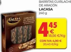 Oferta de Lacasa - Barritas Guirlache De Aragon por 4,45€ en CashDiplo