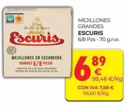 Oferta de Escuris - Mejillones En Escabeche Grandes por 6,89€ en CashDiplo