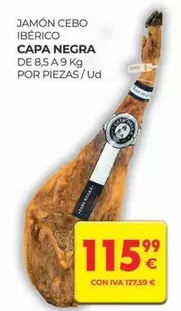 Oferta de Capa negra - Jamón Cebo Ibérico Capa Negra por 115,99€ en CashDiplo