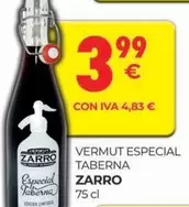 Oferta de Zarro - Vermut Especial Taberna por 3,99€ en CashDiplo