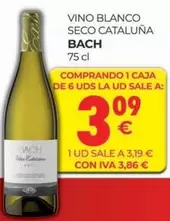 Oferta de Bach - Vino Blanco Seco Cataluna por 3,09€ en CashDiplo