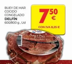 Oferta de Delfín - Buey De Mar Cocido Congelado por 7,5€ en CashDiplo