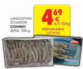 Oferta de Cohino - Langostino Ecuador por 4,69€ en CashDiplo