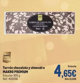 Oferta de Makro - Turron Chocolate Y Almendra por 4,65€ en Makro