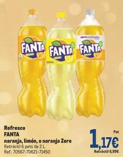 Oferta de Fanta - Refresco Naranja, Limon, O Naranja Zero por 1,17€ en Makro