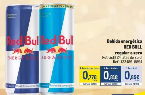 Oferta de Red Bull - Bebida Energética Regular O Zero por 0,77€ en Makro