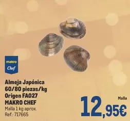 Oferta de Makro - Chef Almeja Japonica 60/80 Piezas/kg Origen Fa027 por 12,95€ en Makro