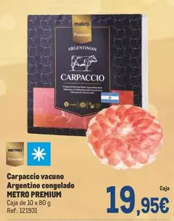 Oferta de Makro - Carpaccio Vacuno Argentino Congelado por 19,95€ en Makro