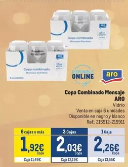 Oferta de Aro - Copa Combinado Mensaje por 2,26€ en Makro