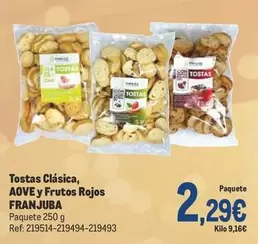 Oferta de Tostas Clasica, Aove Y Frutos Rojos por 2,29€ en Makro