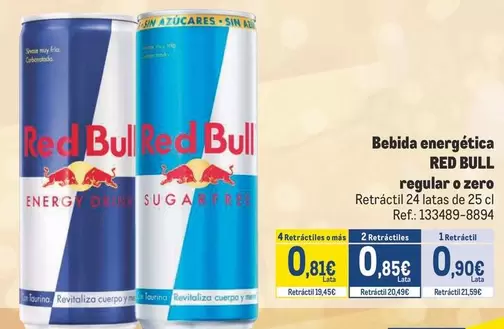 Oferta de Red Bull - Bebida Energética Regular O Zero por 0,81€ en Makro