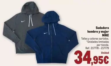 Oferta de Nike - Sudadera Hombre Y Mujer por 34,95€ en Makro