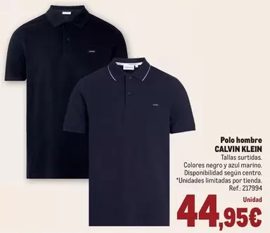 Oferta de Calvin Klein - Polo Hombre por 44,95€ en Makro