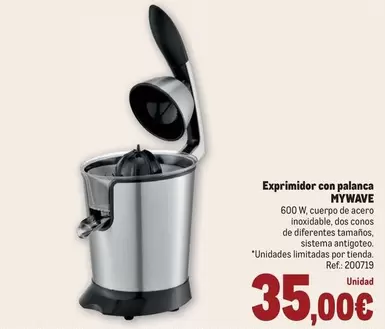 Oferta de Mywave - Exprimidor Con Palanca por 35€ en Makro