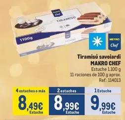 Oferta de Chef - Tiramisú Savoiardi por 9,99€ en Makro