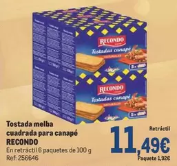 Oferta de Recondo - Tostada Melba Cuadrada Para Canapé por 11,49€ en Makro