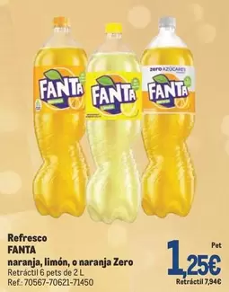 Oferta de Fanta - Refresco Naranja, Limón, O Naranja Zero por 1,25€ en Makro