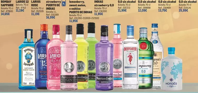 Oferta de Bombay sapphire - Larios 32 Llaisos SaphiER en Makro