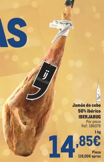 Oferta de Iberjabug - Jamón De Cebo 50% Ibérico por 14,85€ en Makro