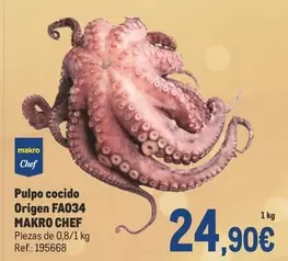 Oferta de Makro - Chef Pulpo Cocido Origen Fao34 por 24,9€ en Makro