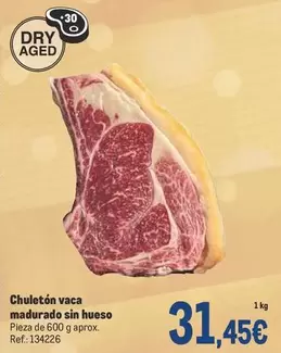 Oferta de Chuletón Vaca Madurado Sin Hueso por 31,45€ en Makro