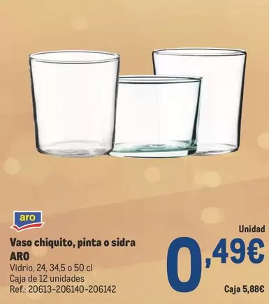 Oferta de Aro - Vaso Chiquito, Pinta O Sidra por 0,49€ en Makro